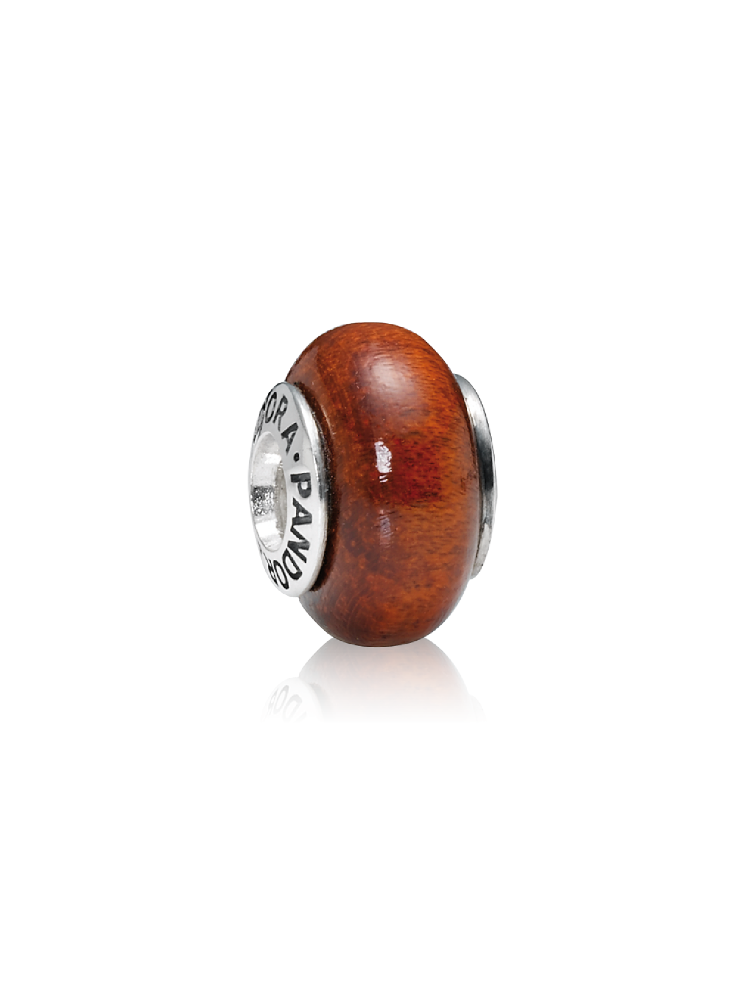 Smooth silver charm with Muirapiranga wood