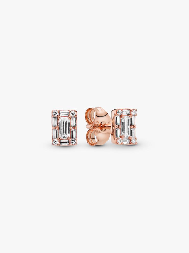 Ice cube PANDORA Rose stud earrings with clear cubic zirconia