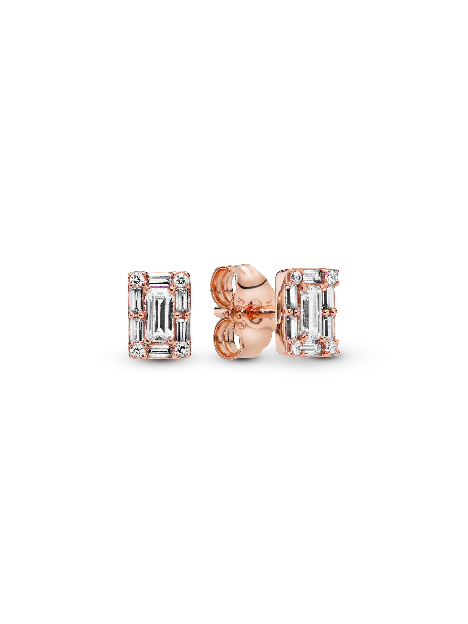 Ice cube PANDORA Rose stud earrings with clear cubic zirconia