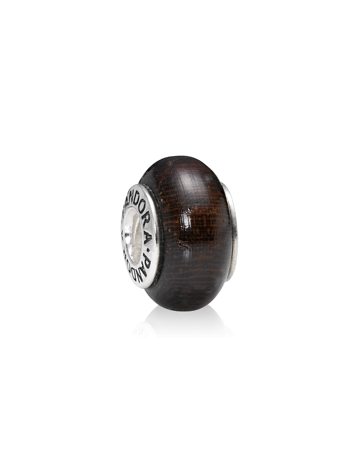 Smooth silver charm with Coracao de Negro wood