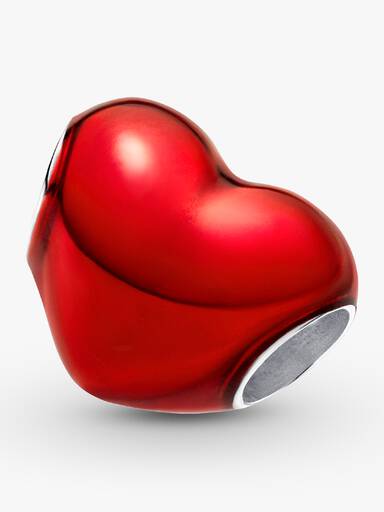 Charm de coração vermelho metalizado