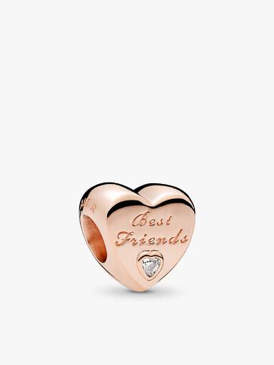 PANDORA Rose Best Friends heart charm with clear cubic zirconia