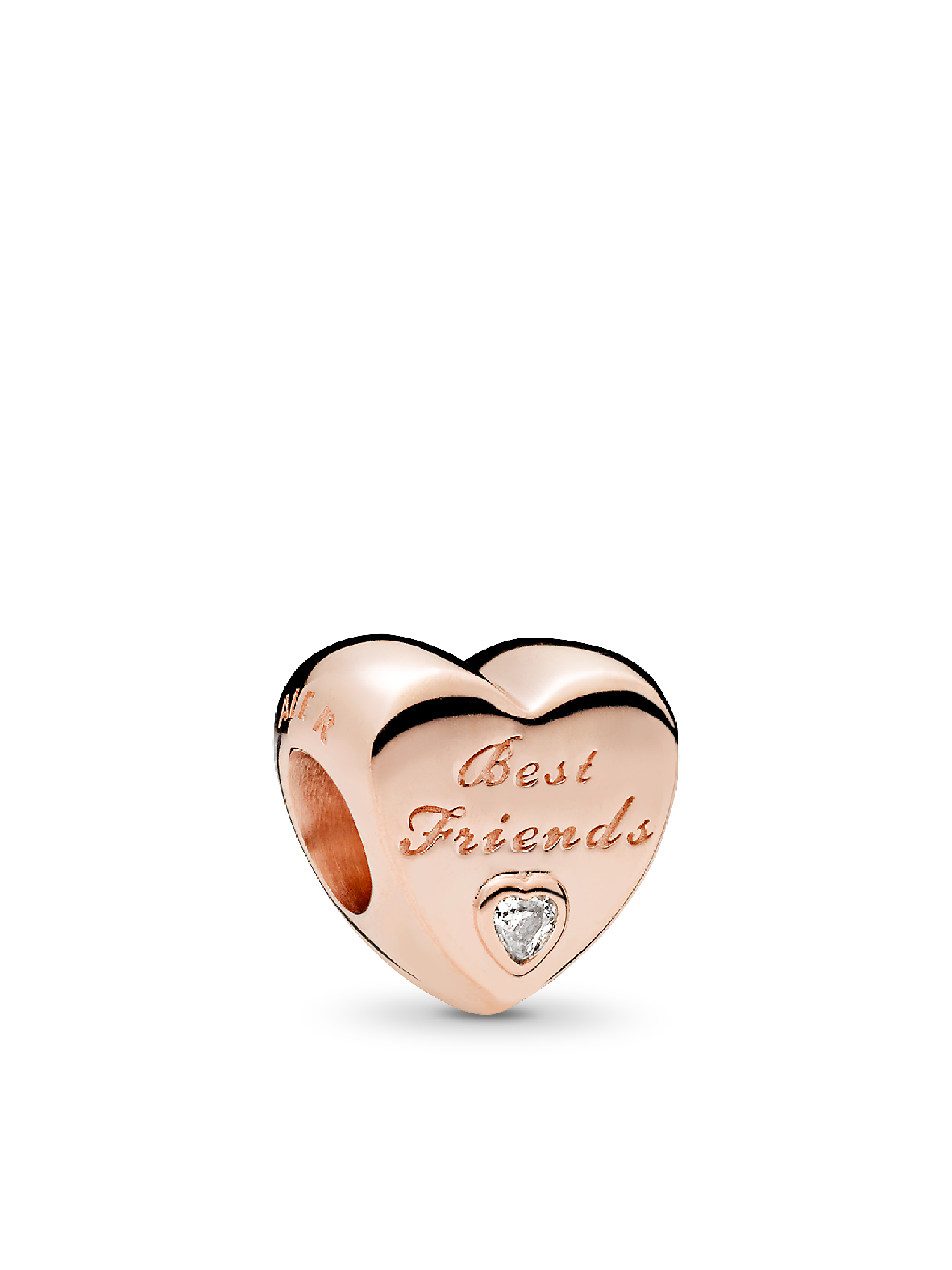 PANDORA Rose Best Friends heart charm with clear cubic zirconia