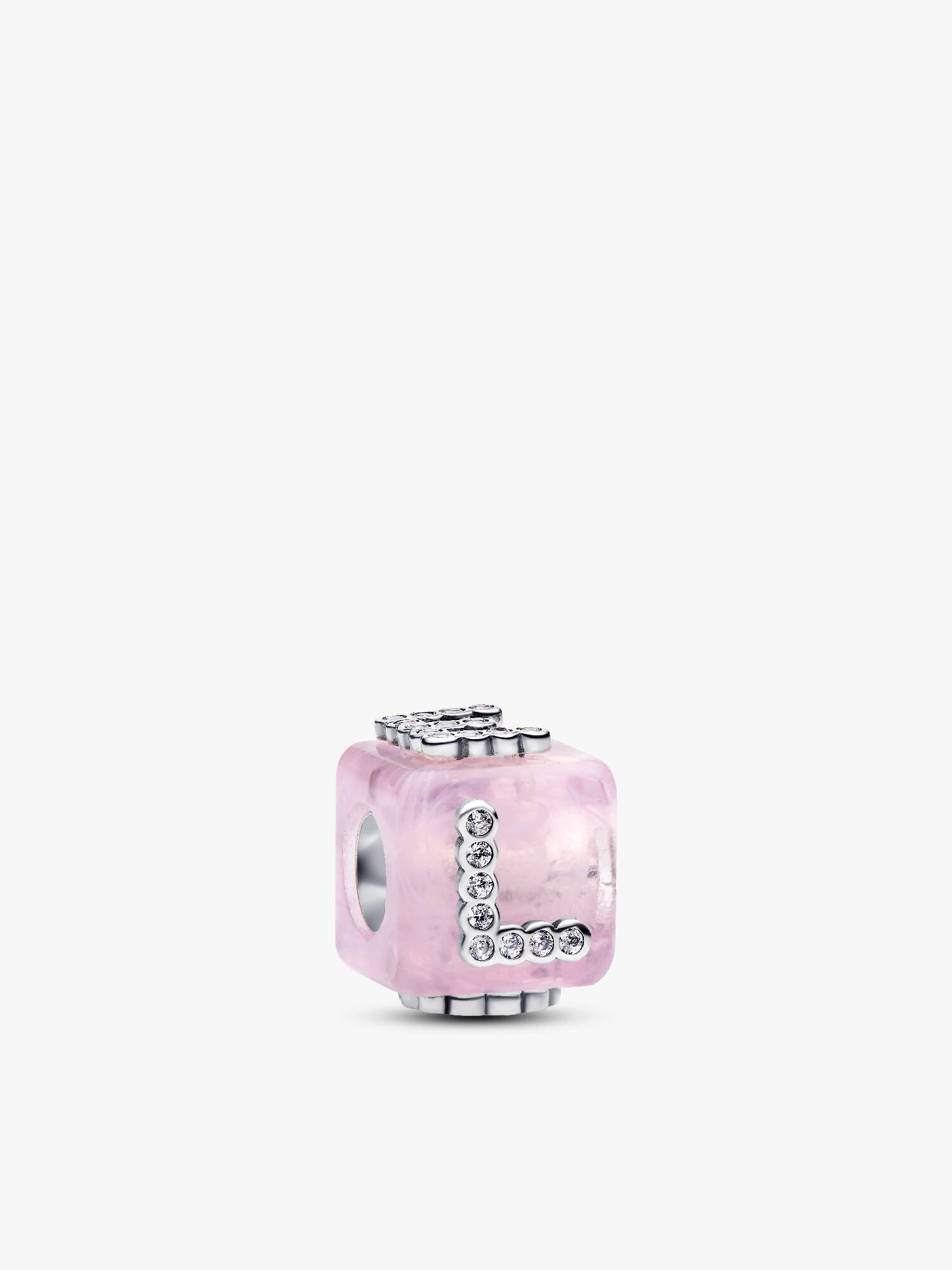 Charm Cubo de Amor em Vidro de Murano Rosa