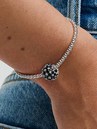 Charm Esférico Brilhante Preto com Zircônia Cúbica