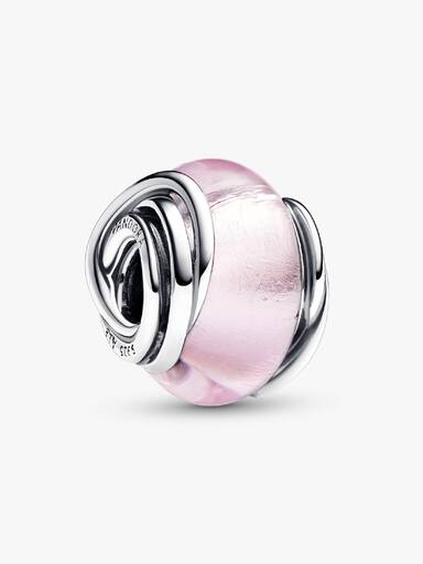 Charm de Vidro de Murano Rosa Circulado