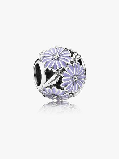Daisy silver charm with lavender enamel