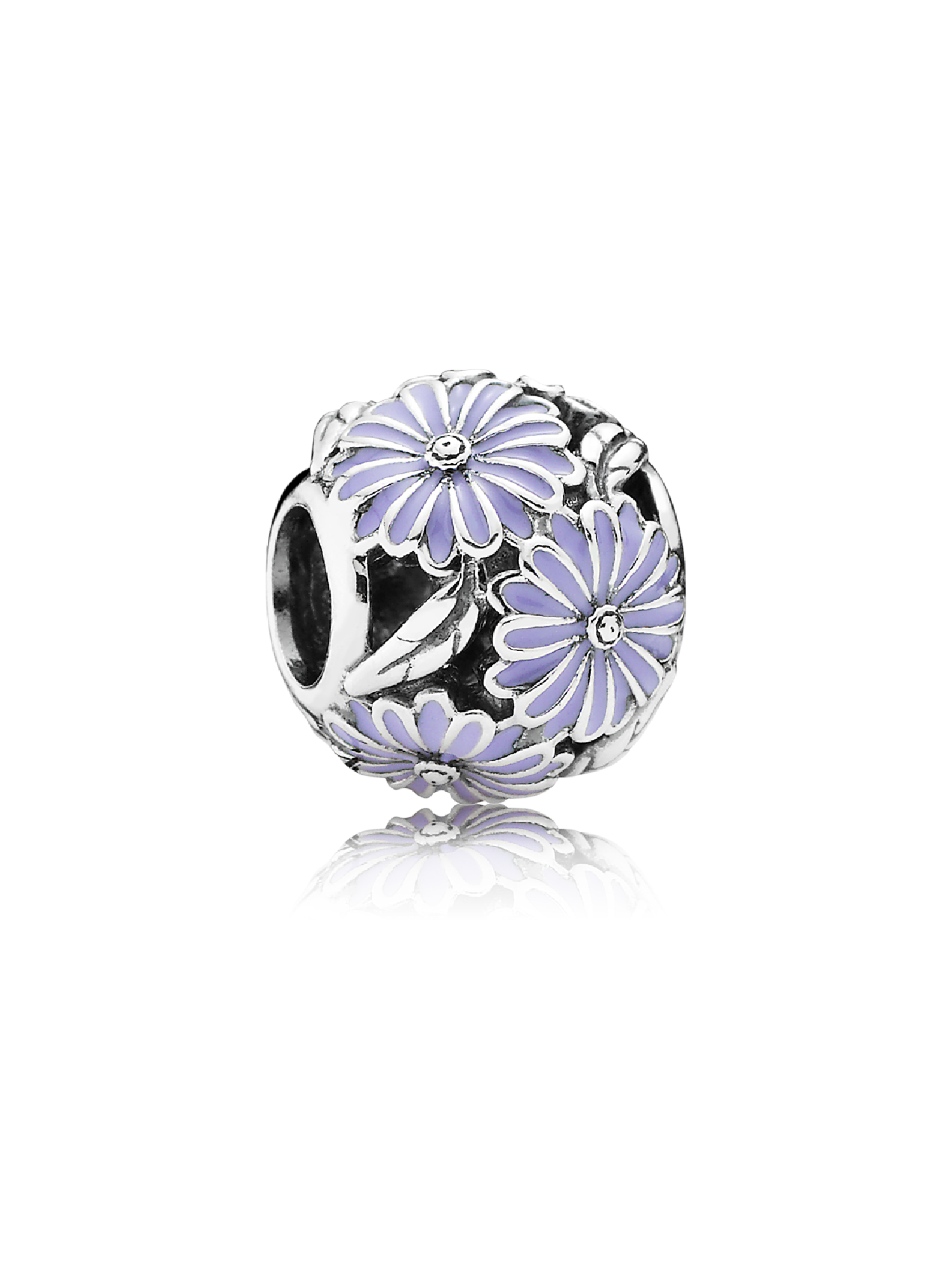 Daisy silver charm with lavender enamel