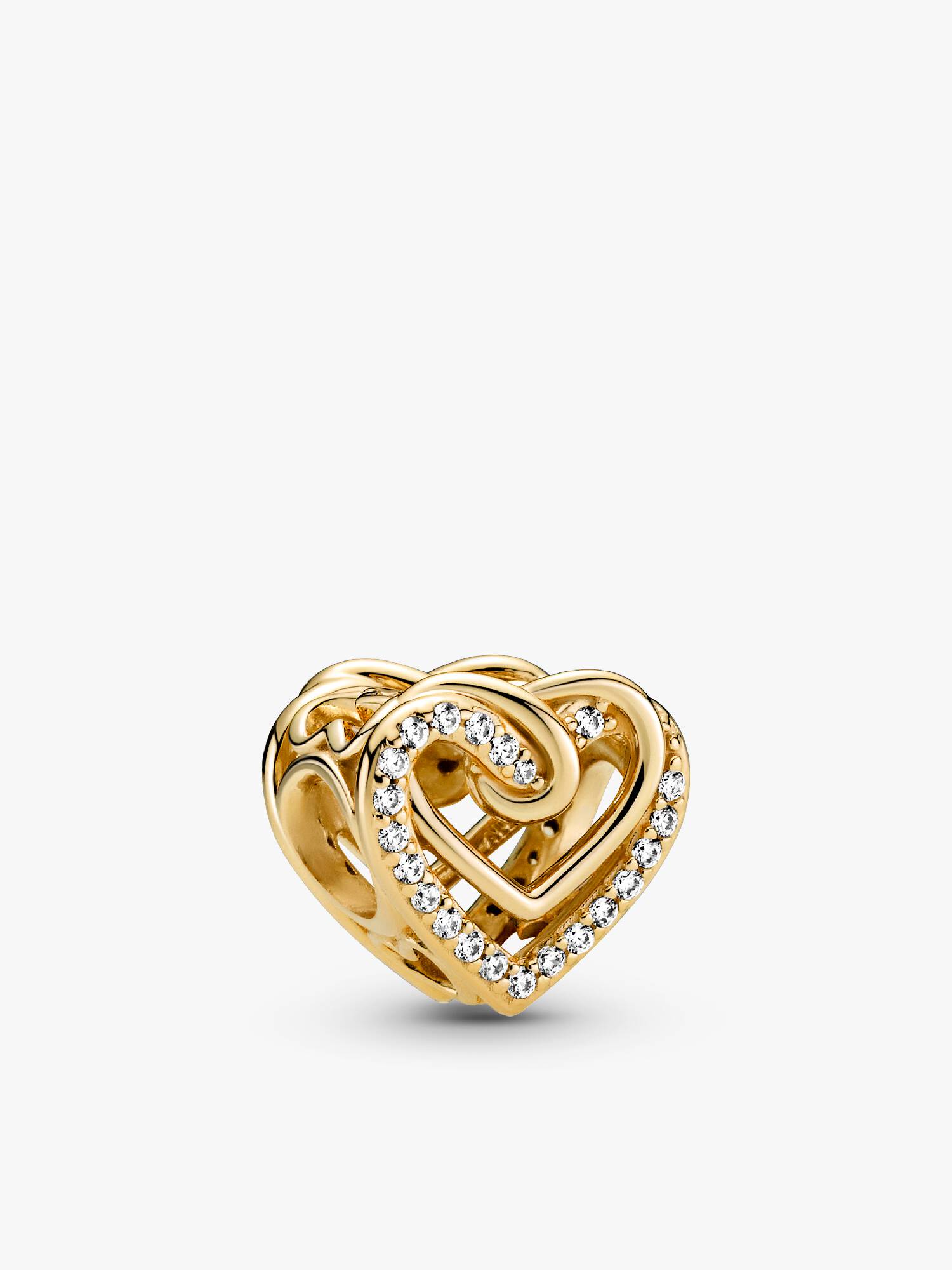 Charm Brilhante de Corações Entrelaçados