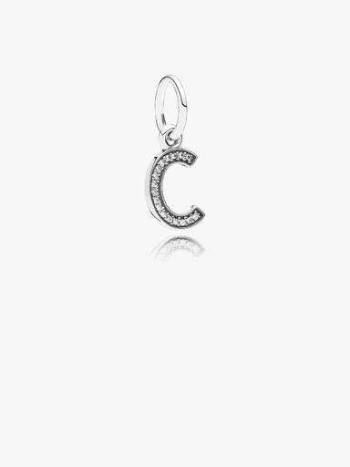 Letter C silver dangle with cubic zirconia