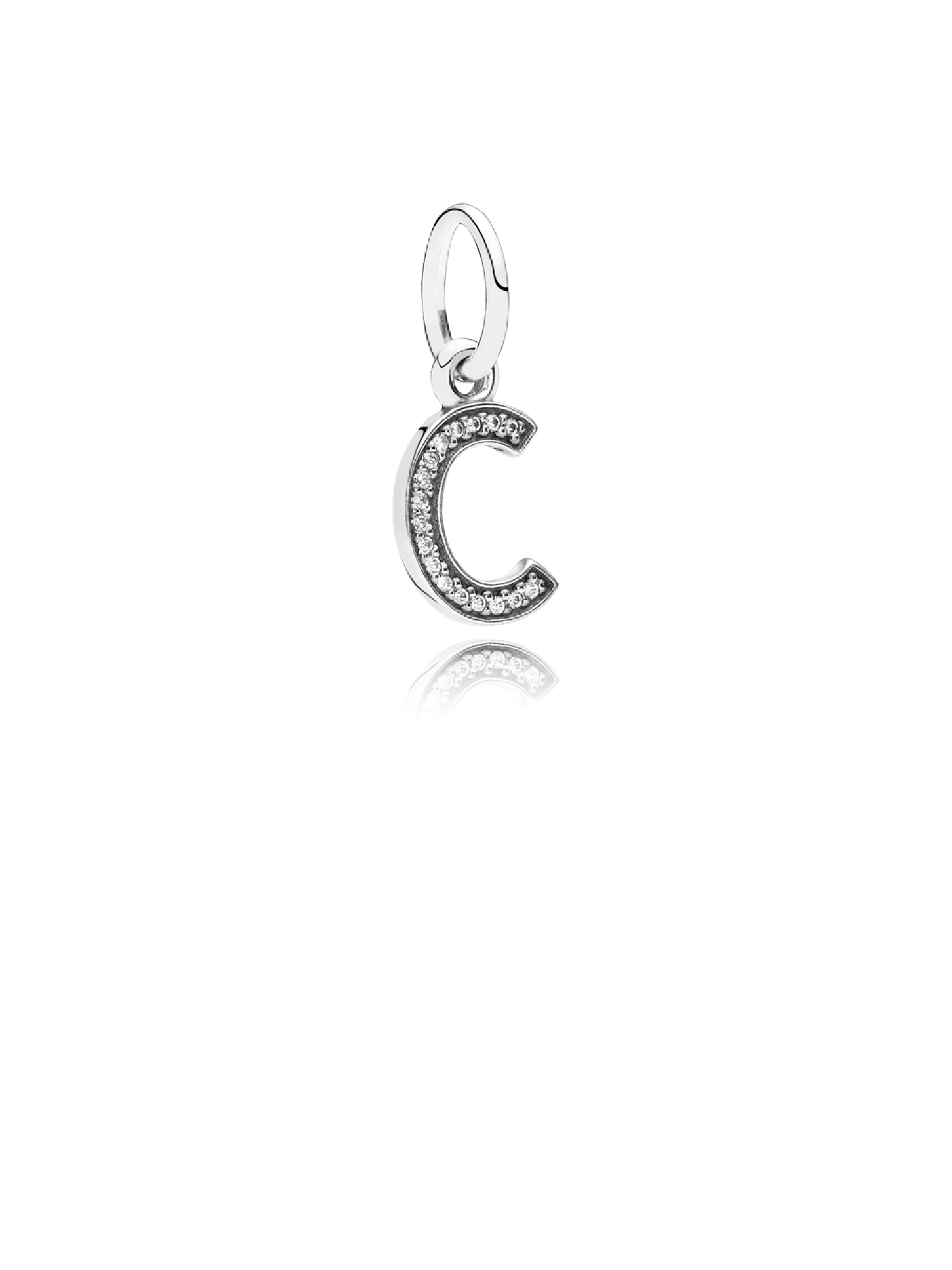 Letter C silver dangle with cubic zirconia