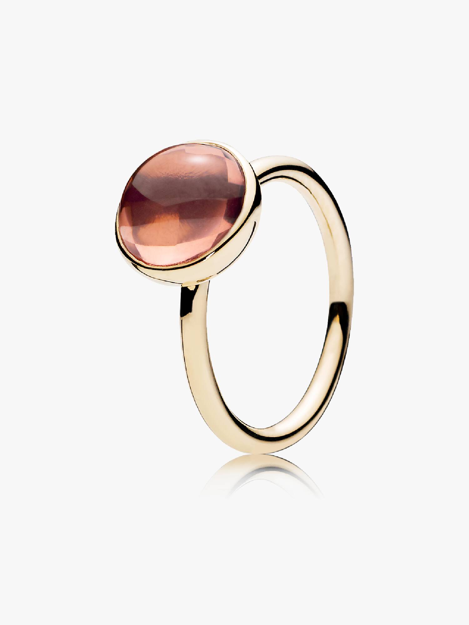 Anel Poetic Droplet, ouro 14k e Blush Rosa Cristal