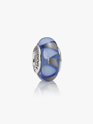 Abstract silver charm with blue murano glass