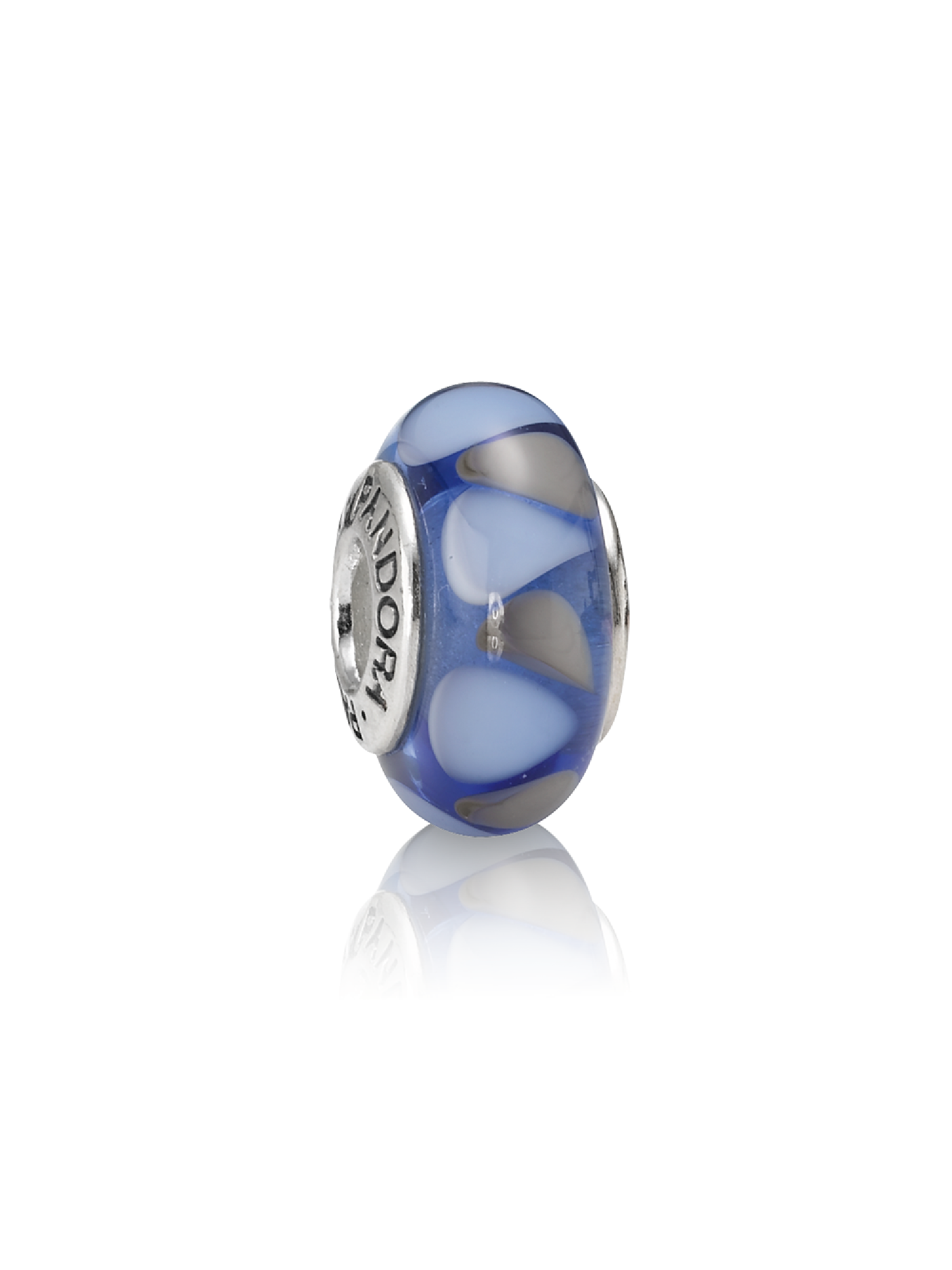 Abstract silver charm with blue murano glass