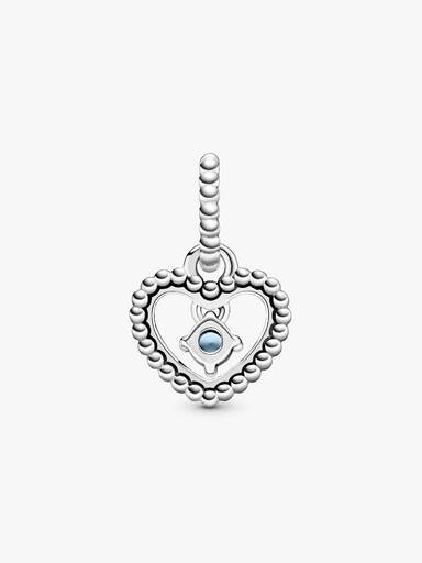 Heart sterling silver dangle with sky blue crystal