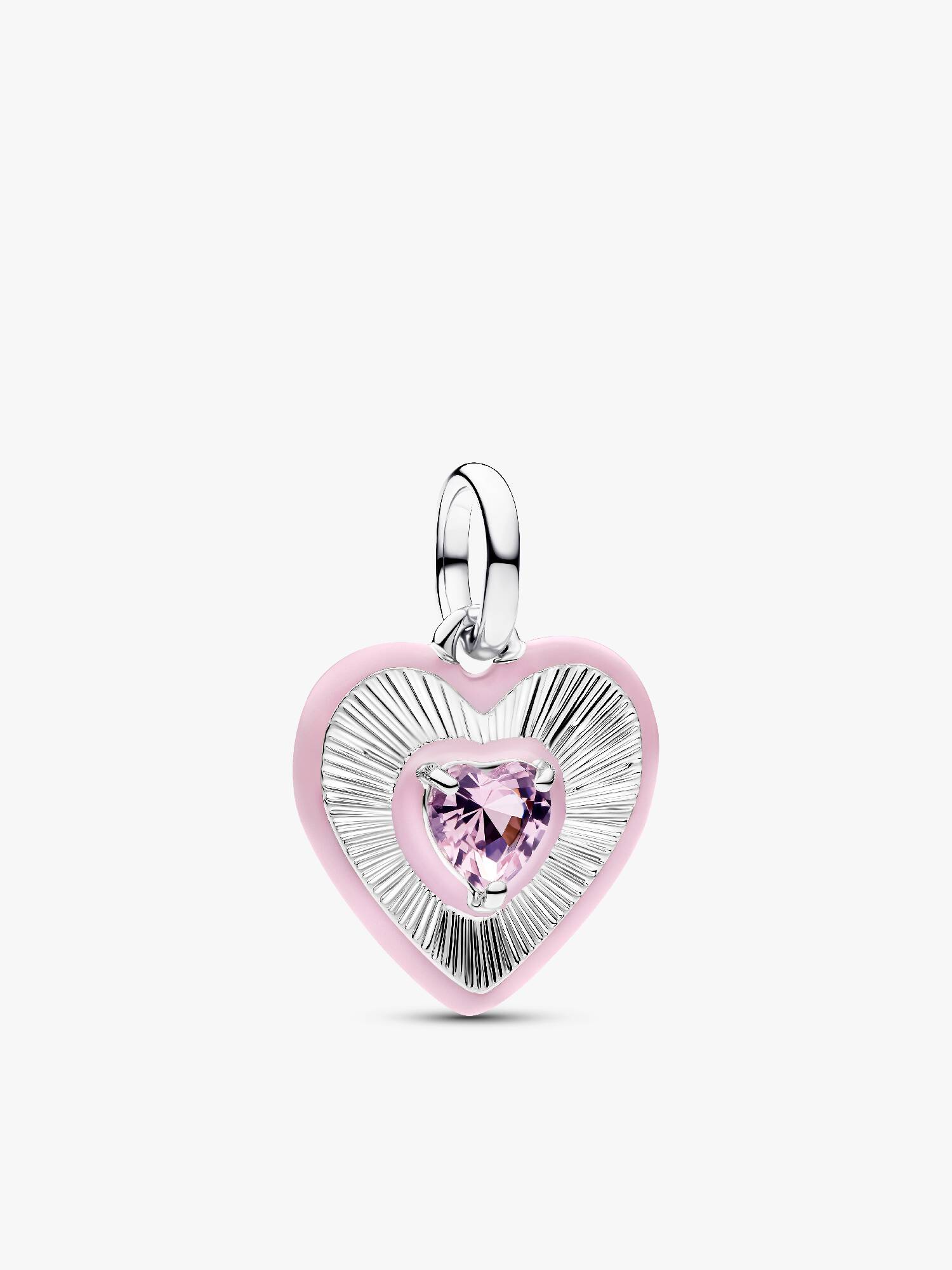 Charm de Medalhão Coração Rosa Radiante
