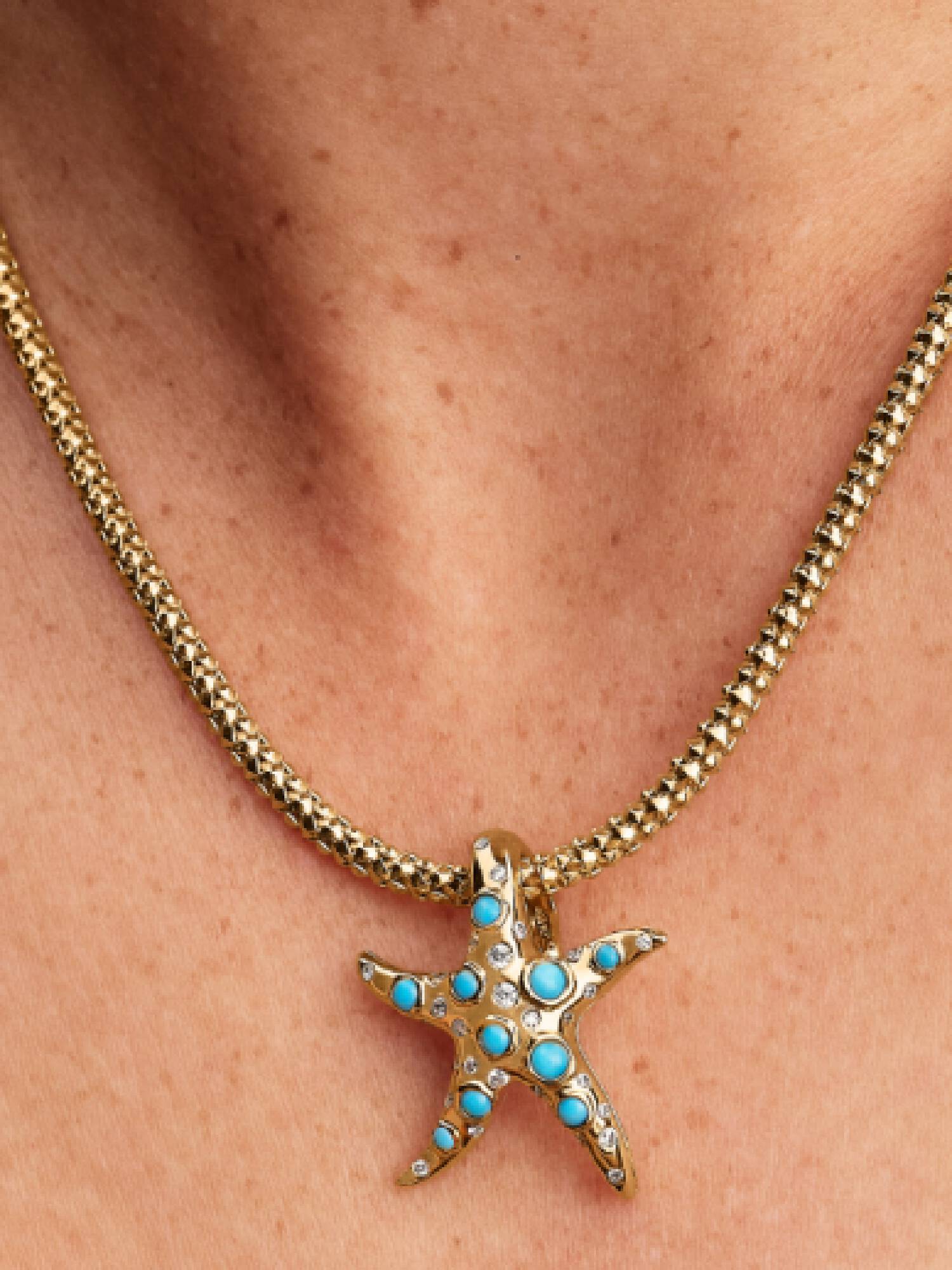 Charm Pendente Estrela de Mar Azul Brilhante