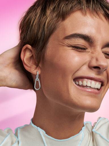 Sterling silver hoop link earring