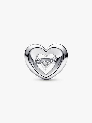 Open heart sterling silver charm with clear cubic zirconia