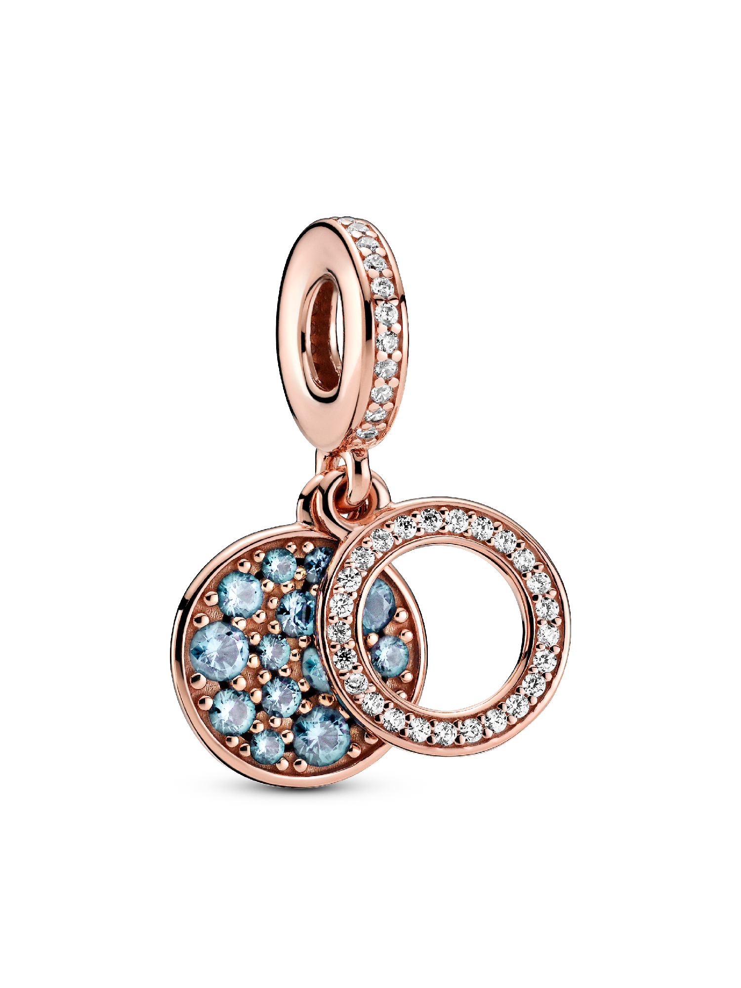 Brilhante Light Azul Disc Duplo Charm Pendente