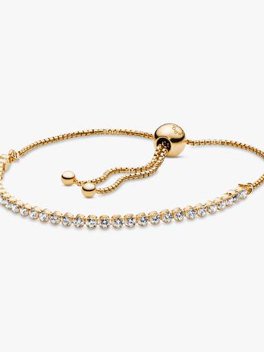 14k Gold-plated bracelet with clear cubic zirconia