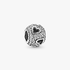 Abstract pave silver charm with cubic zirconia and cut-out hearts Abstract pave silver charm with cubic zirconia and cut-out hearts