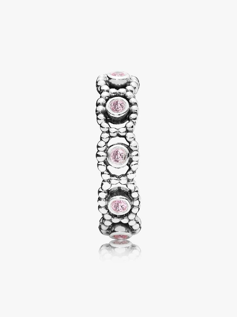 Silver ring with pink cubic zirconia