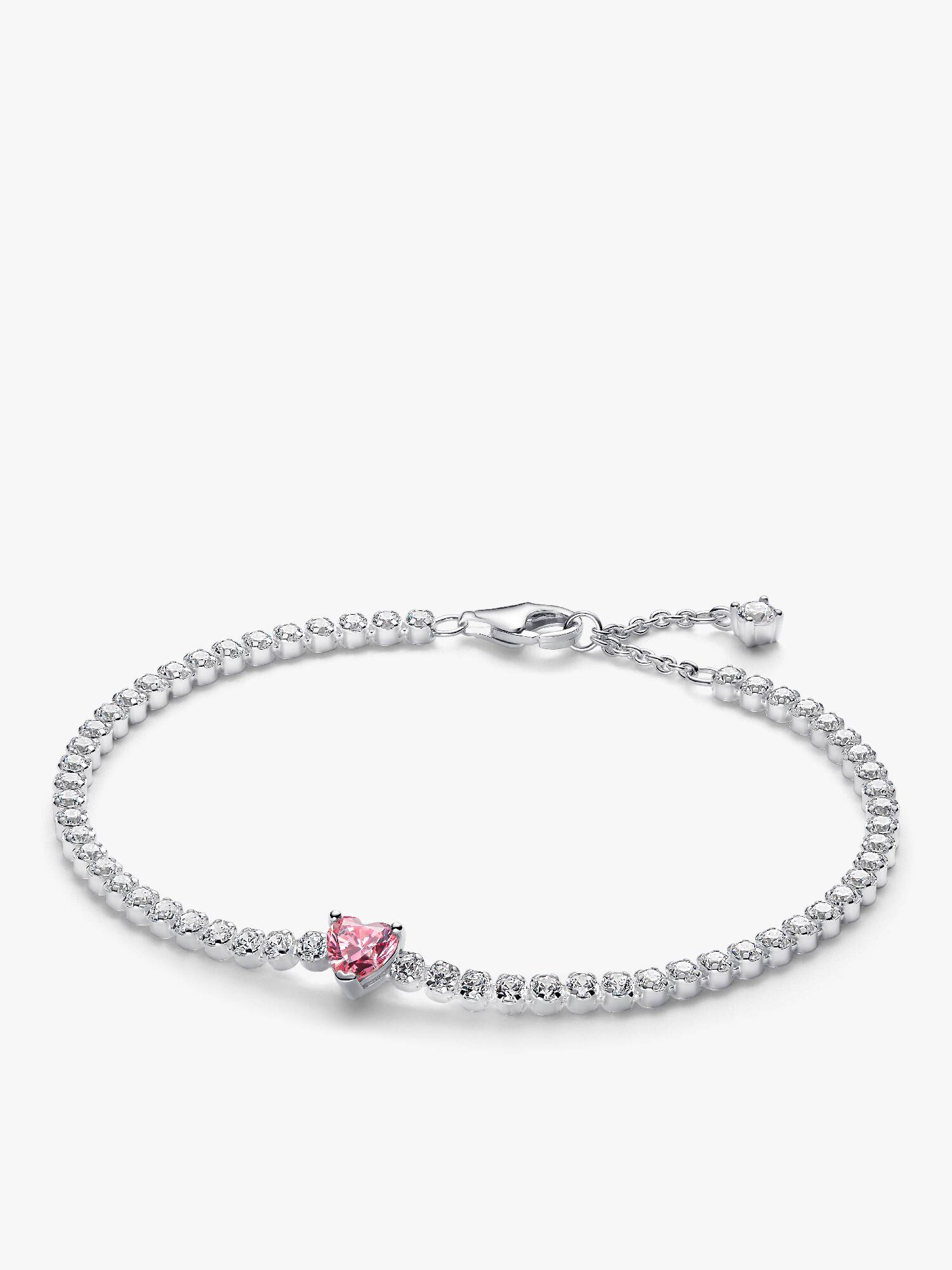 Braceletee de Tenis Coração Brilhante Rosa
