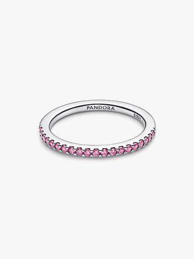 Anel Meia Aliança Rosa Brilhante