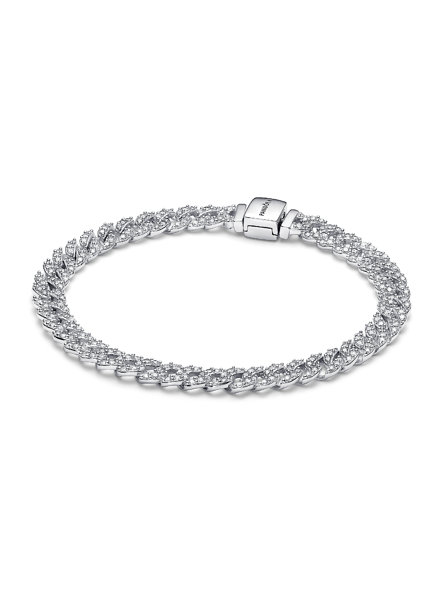 Bracelete Corrente Cubana em Pavé Pandora Timeless