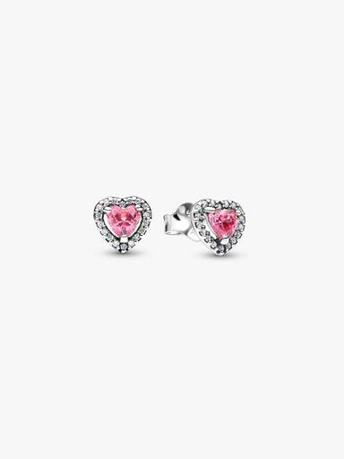 Brincos de tarraxa Coração Rosa em Relevo