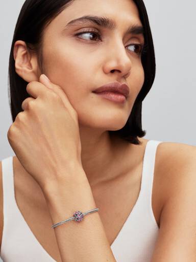 Charm Corações Rosa Vazados Mãe
