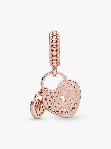 Charm Pendente de Pavê Cadeados Del Coração