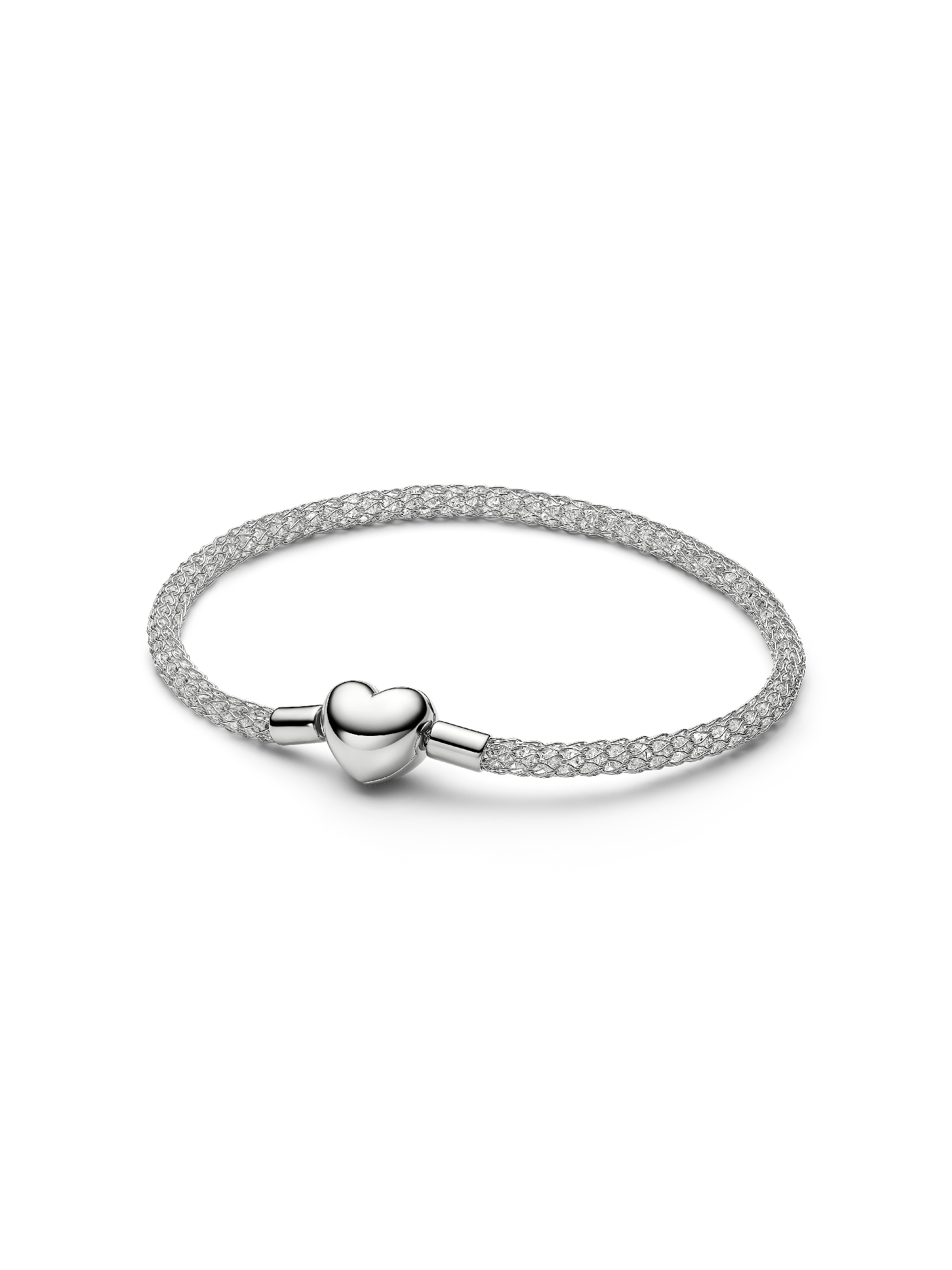 Pulseira de Malha Brilhante com Fecho de Coração 