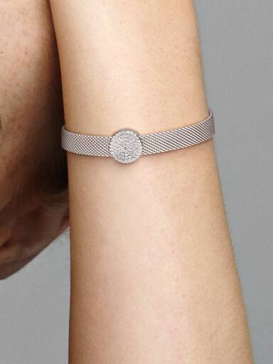 PANDORA Reflexions silver clip charm with clear cubic zirconia