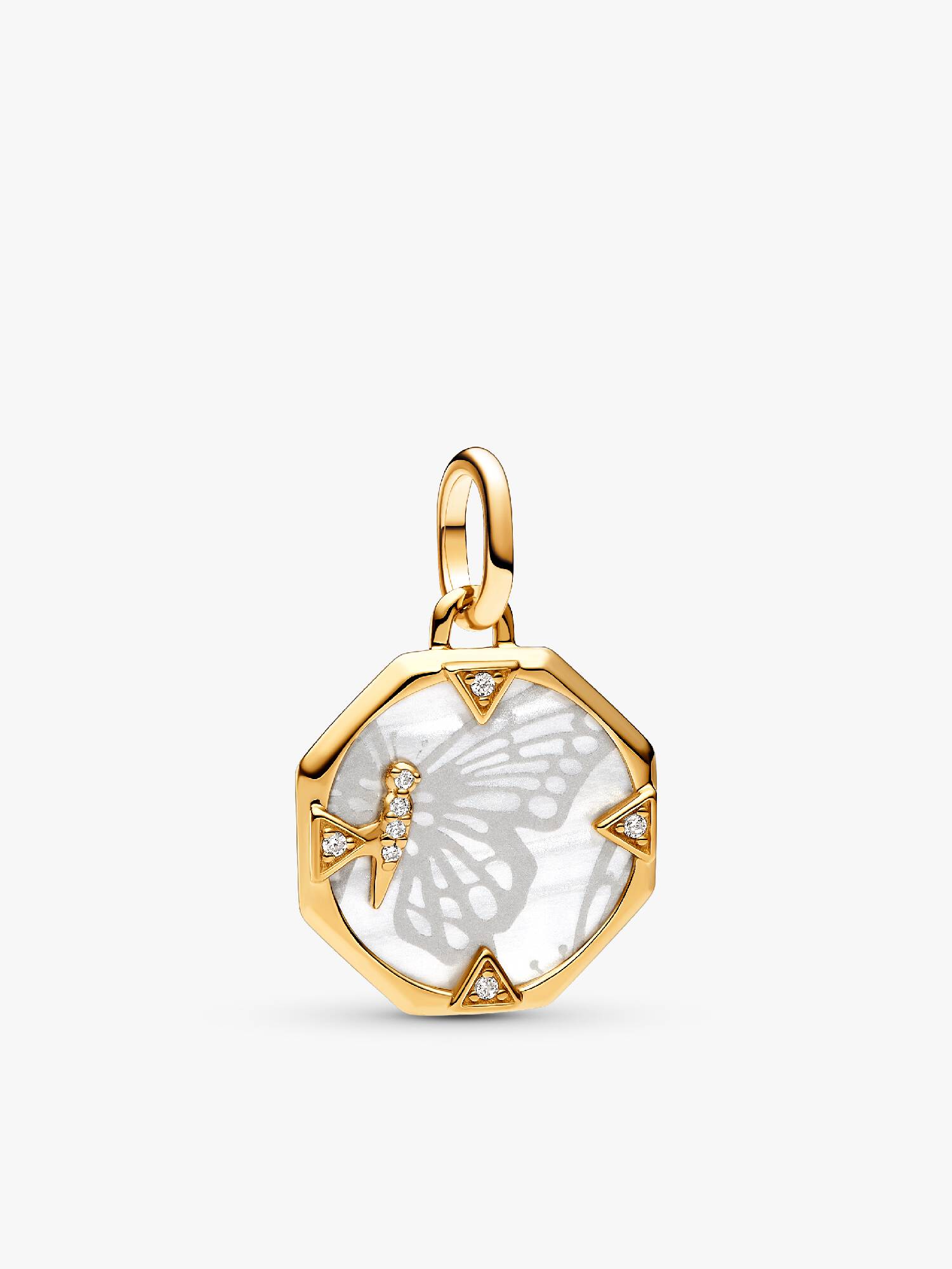 Charm Medalhão Borboleta Perolada