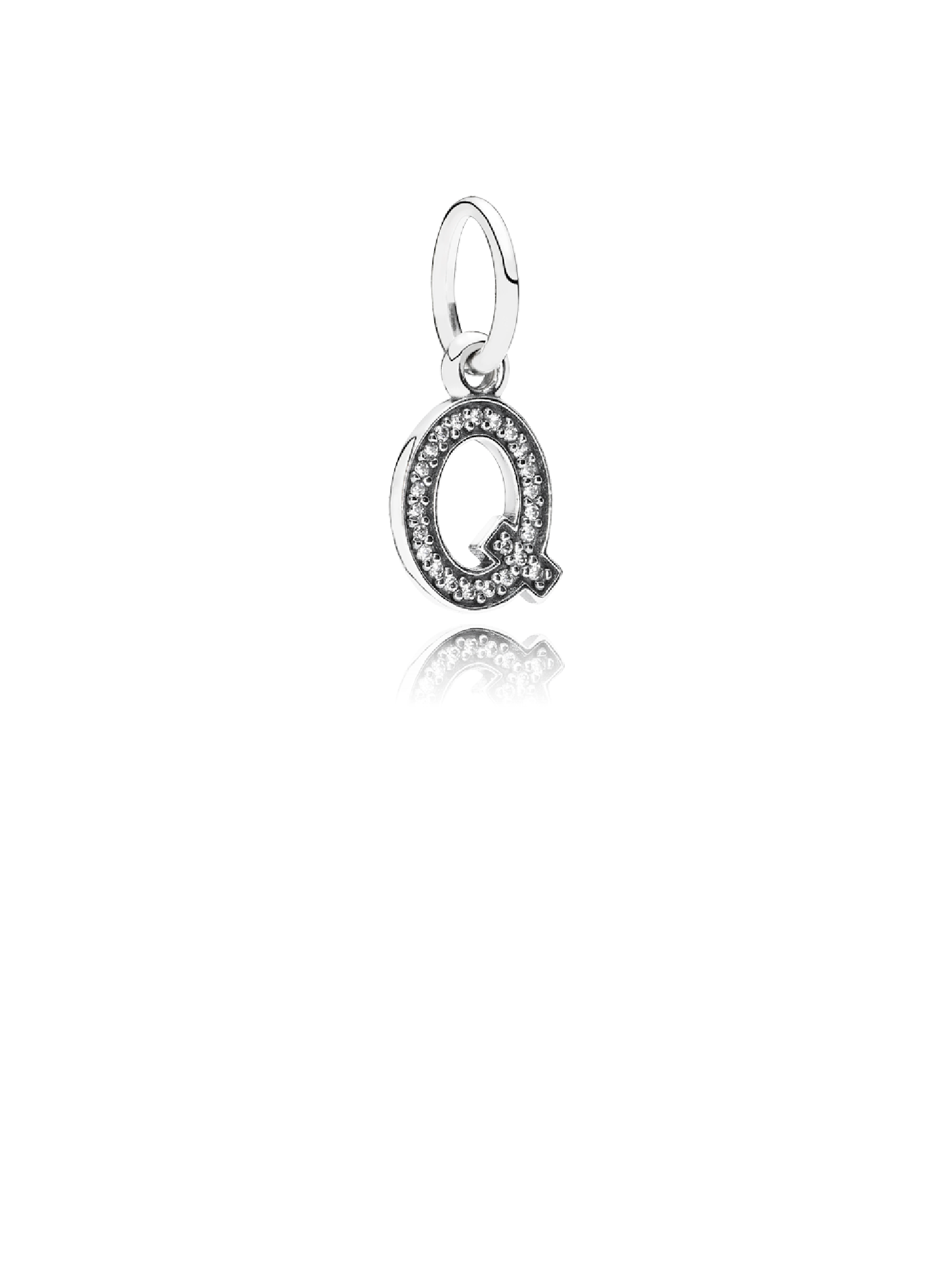 Letra Q Charm Pendente, Zircônia Cúbica Transparente