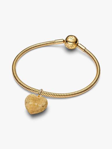 Charm Pendente de Coração Curvo Texturizado