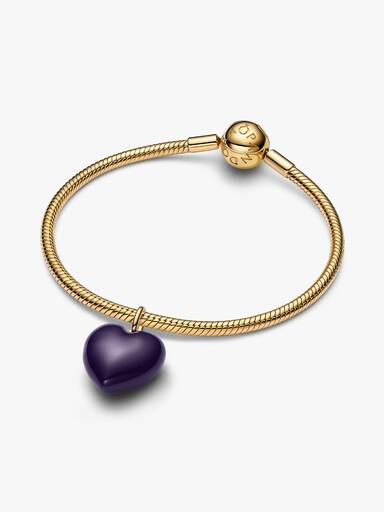 Charm Pendente de Coração Curvo Roxo