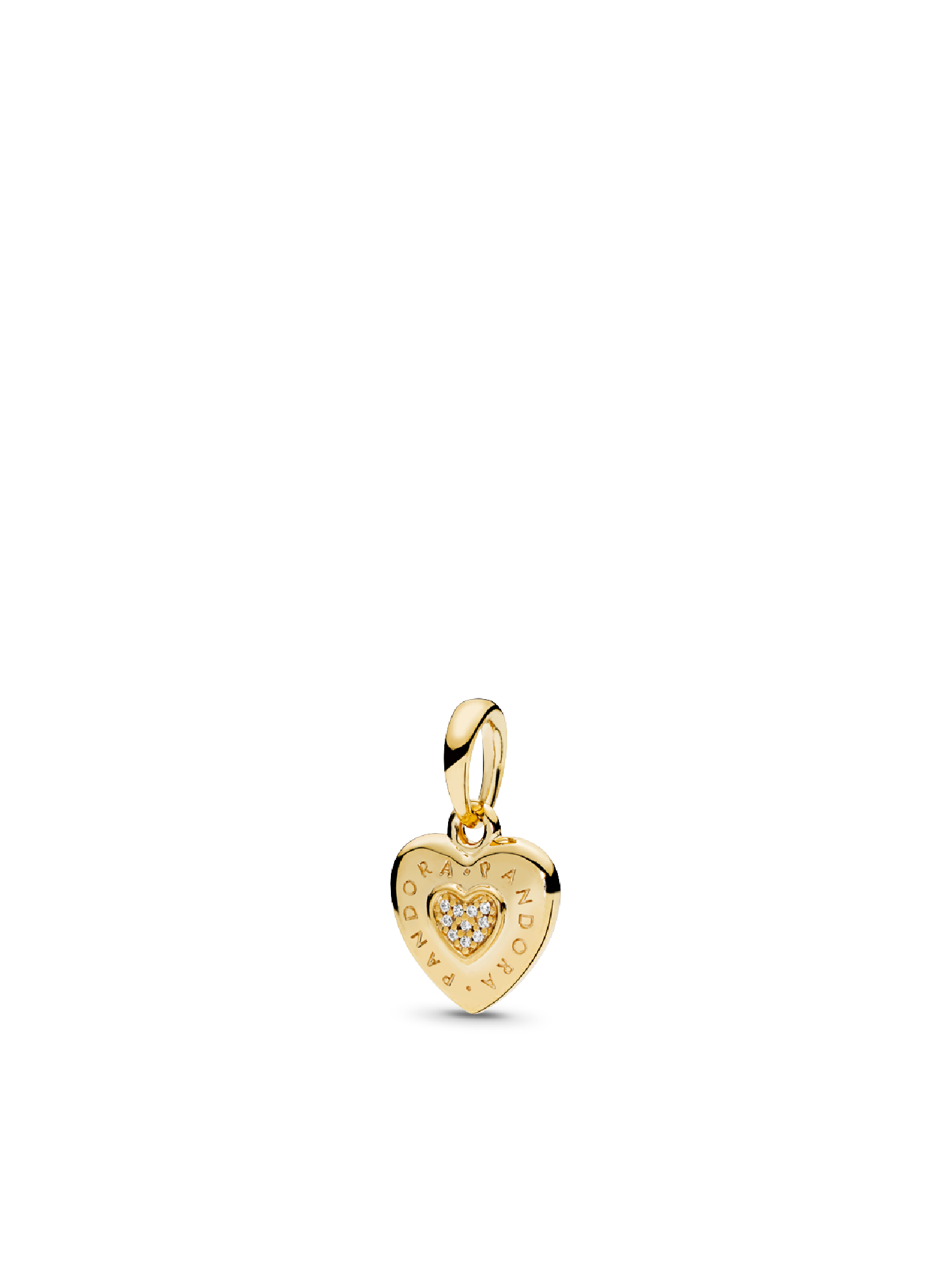 PANDORA Shine logo heart pendant with clear cubic zirconia