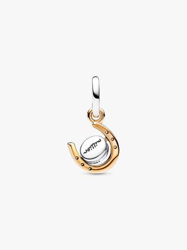 Charm Pendente de Herradura de Disco Giratorio En dos Tonos