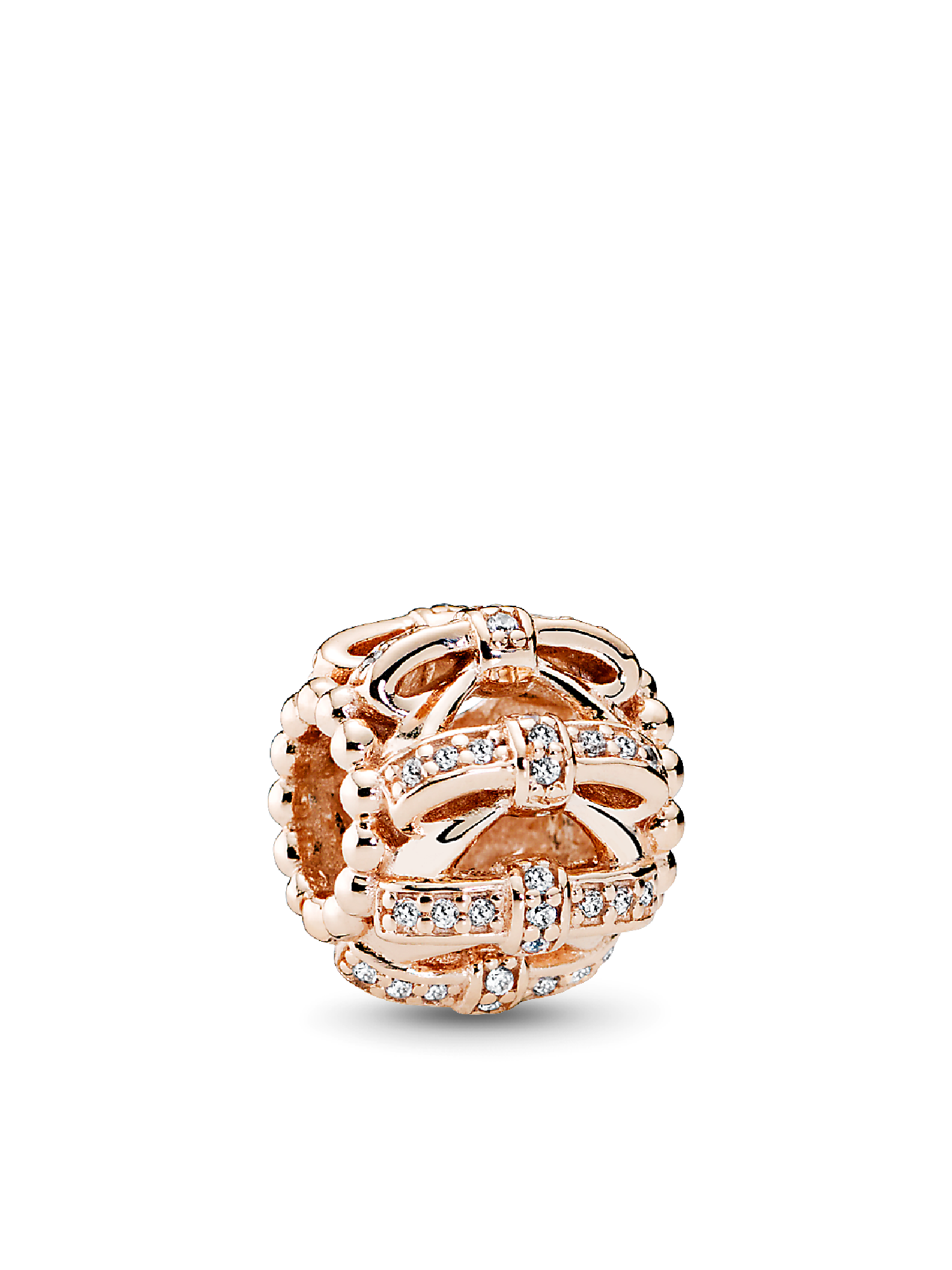 PANDORA Rose openwork bow charm with clear cubic zirconia