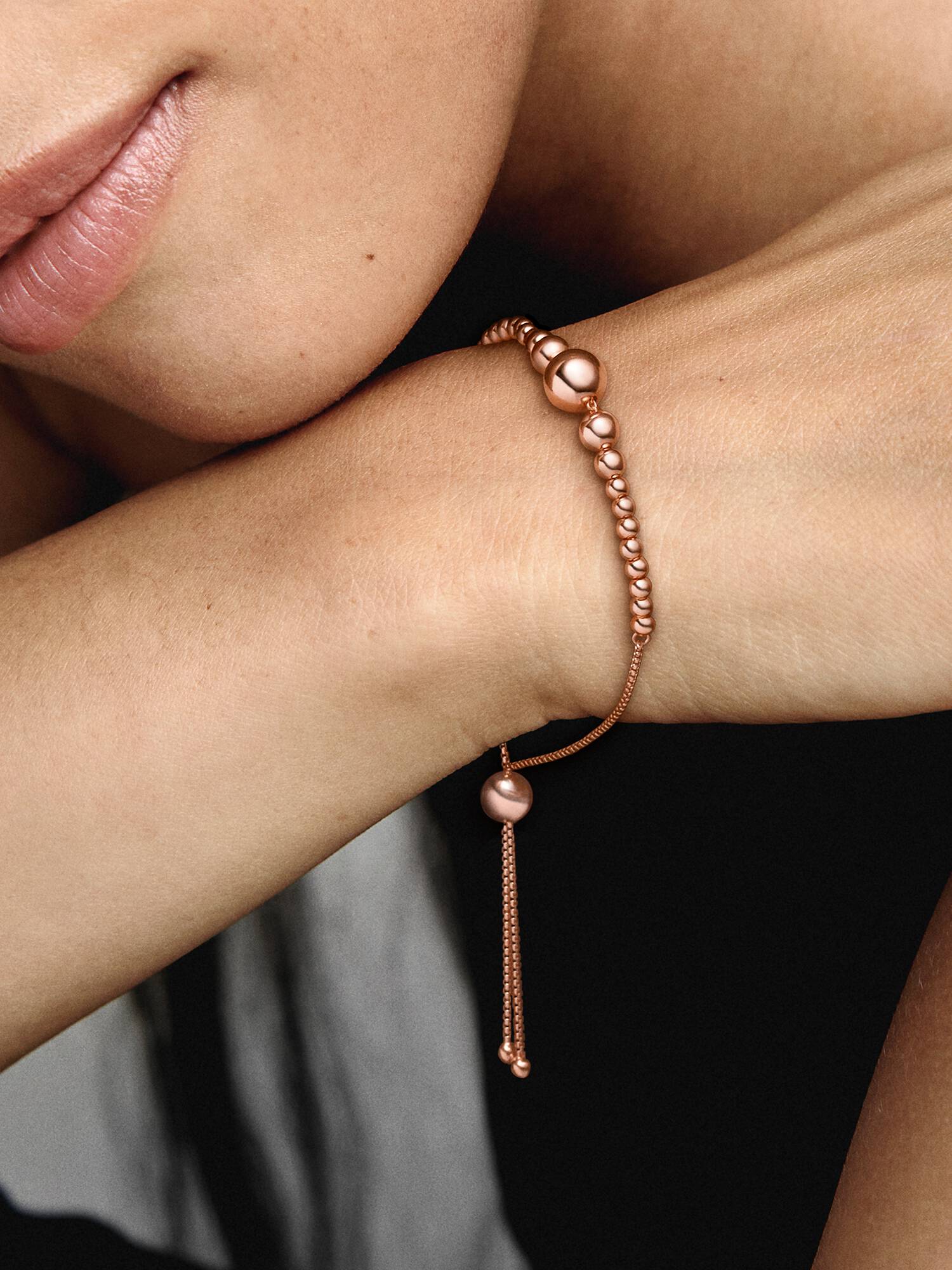 Beaded 14k rose gold-plated slider bracelet
