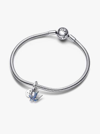Charm Duplo Andorinha Brilhante