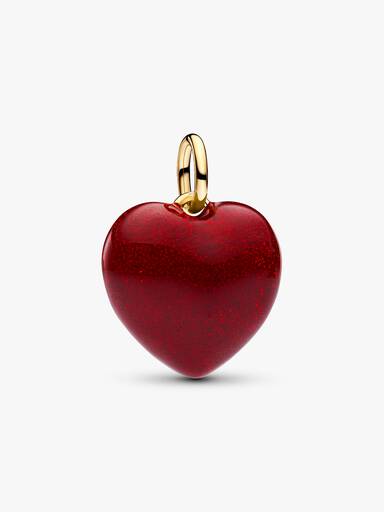 Charm Pendente de Coração Curvo Vermelho