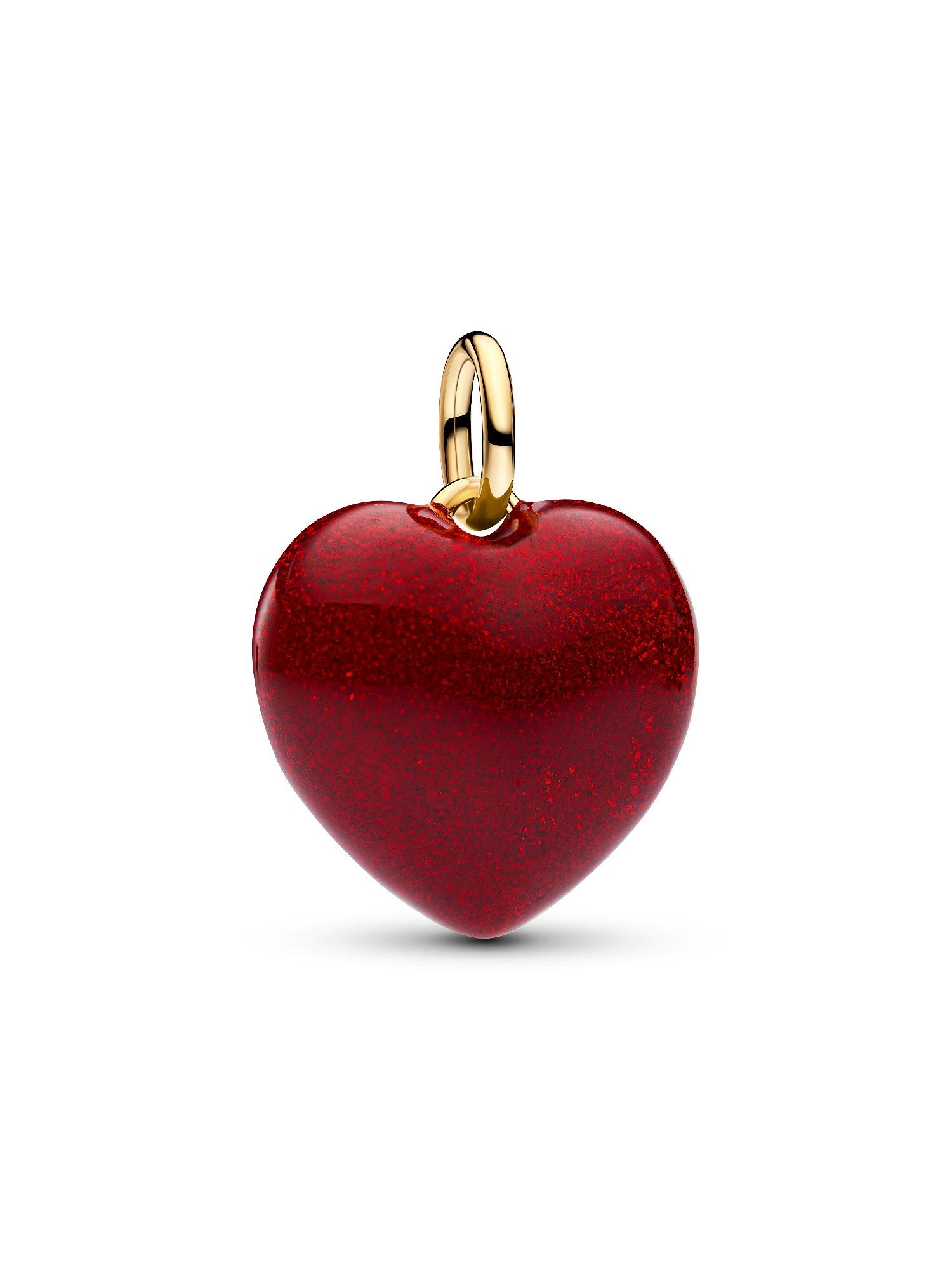 Charm Pendente de Coração Curvo Vermelho