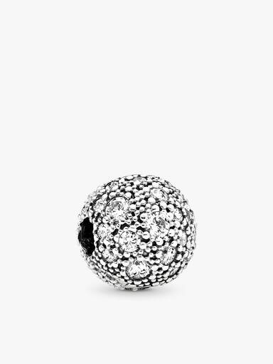 Abstract silver clip with cubic zirconia