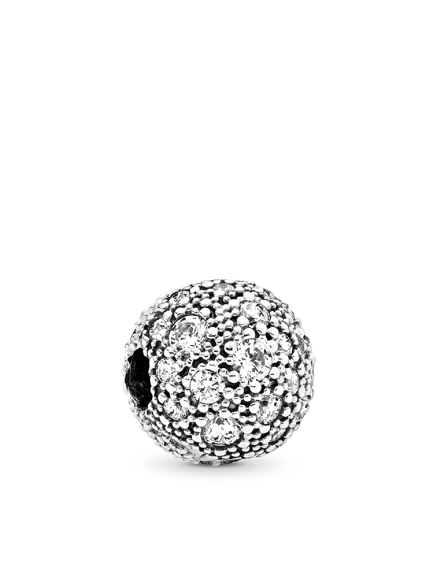 Abstract silver clip with cubic zirconia