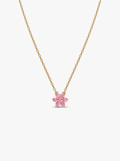 Colar com Pendente Flor Cor-de-Rosa Brilhante