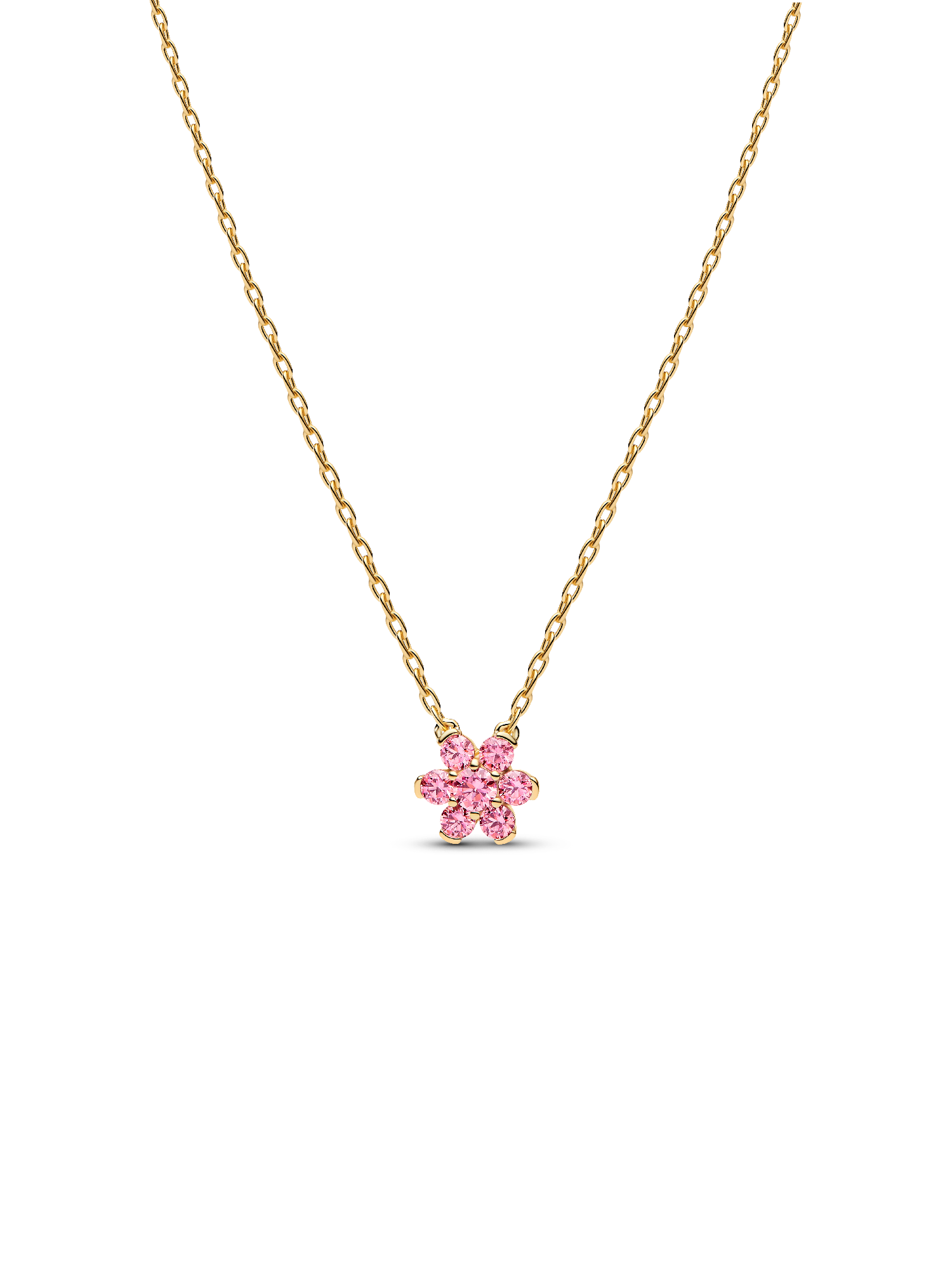Colar com Pendente Flor Cor-de-Rosa Brilhante